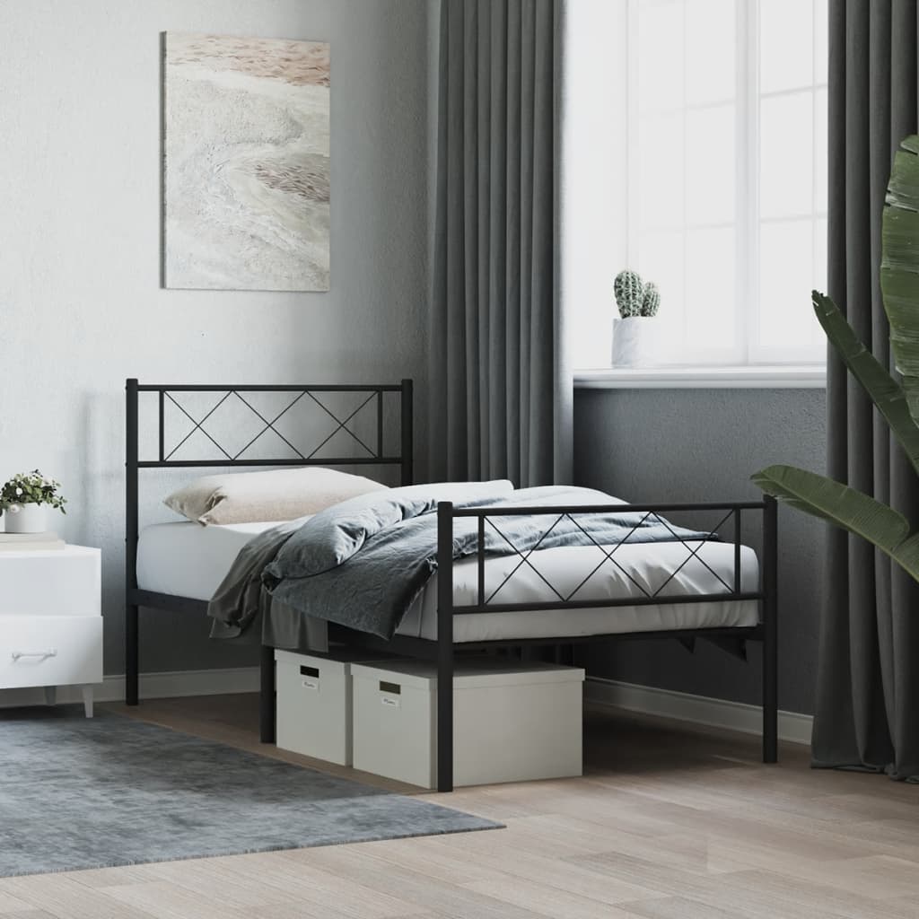 Metal Bed Frame Without Mattress With Footboard