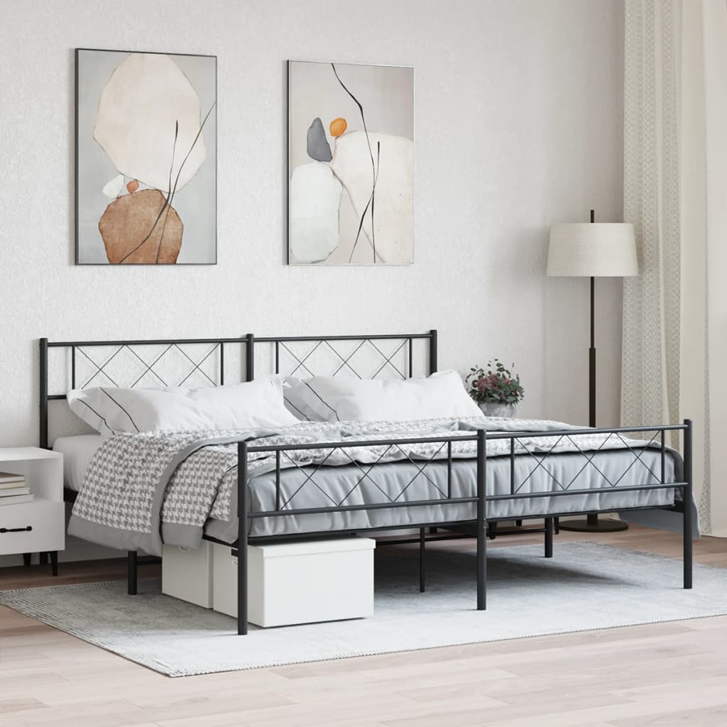 Metal Bed Frame Without Mattress With Footboard