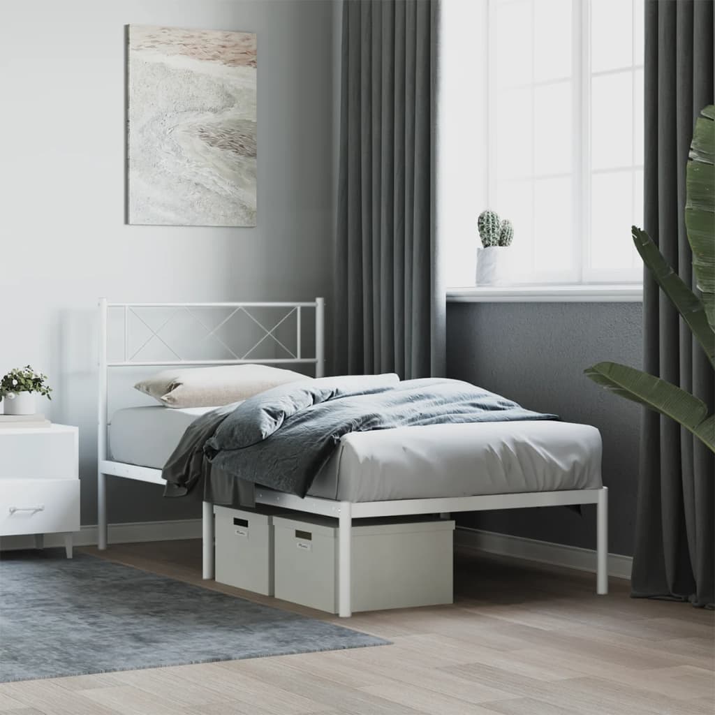 Metal Bed Frame Without Mattress With Footboard