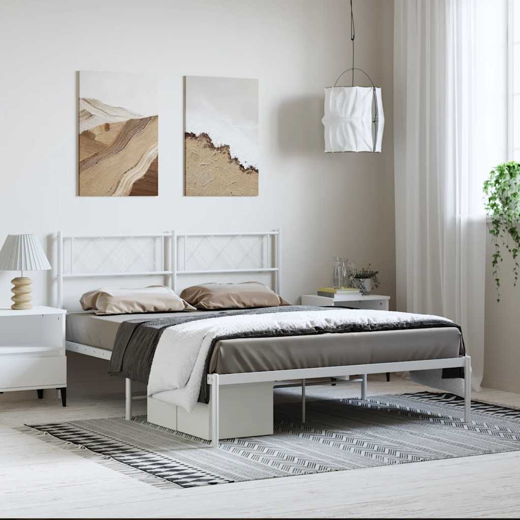 Metal Bed Frame Without Mattress With Footboard