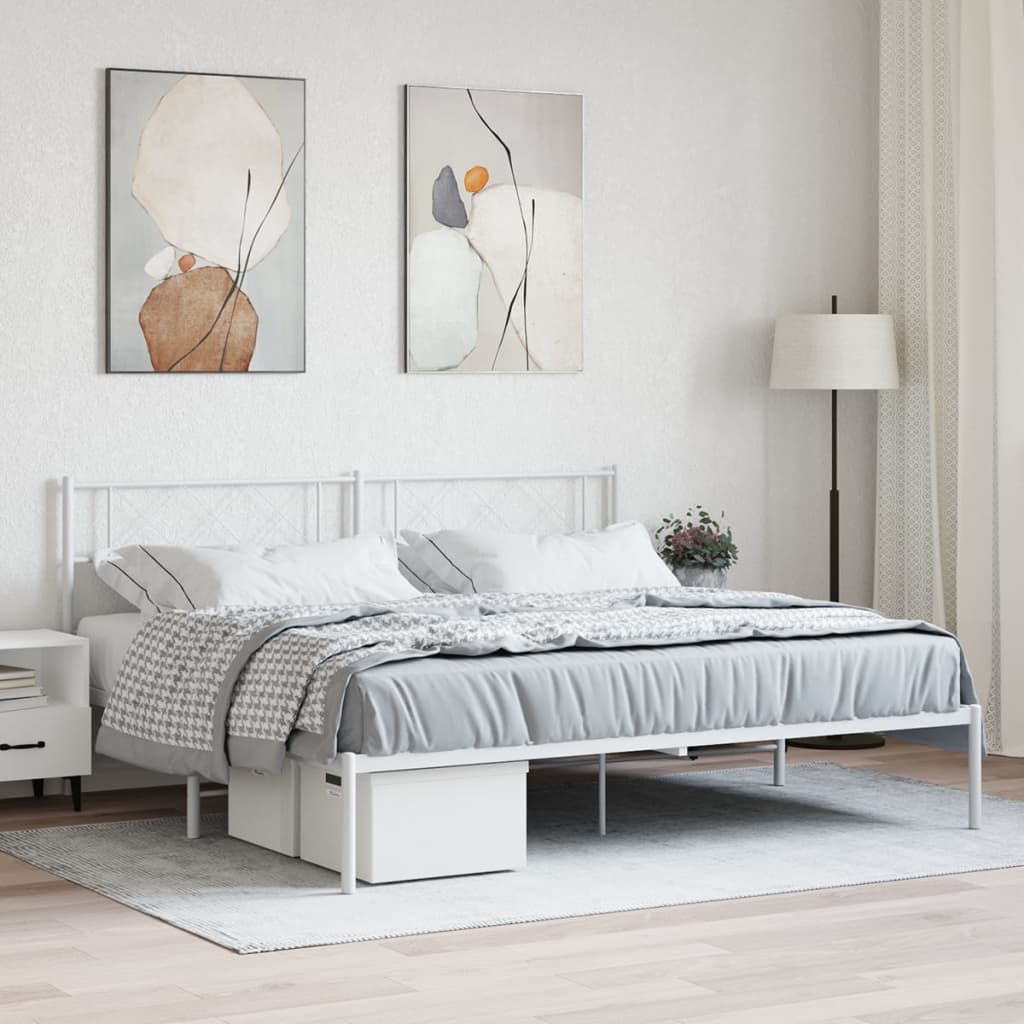 Metal Bed Frame Without Mattress With Footboard