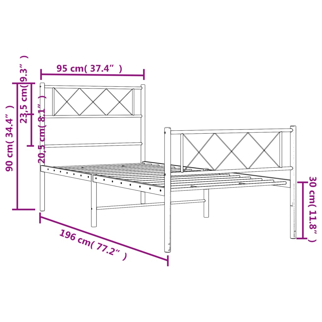 Metal Bed Frame Without Mattress With Footboard