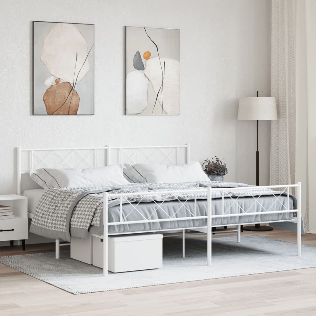 Metal Bed Frame Without Mattress With Footboard