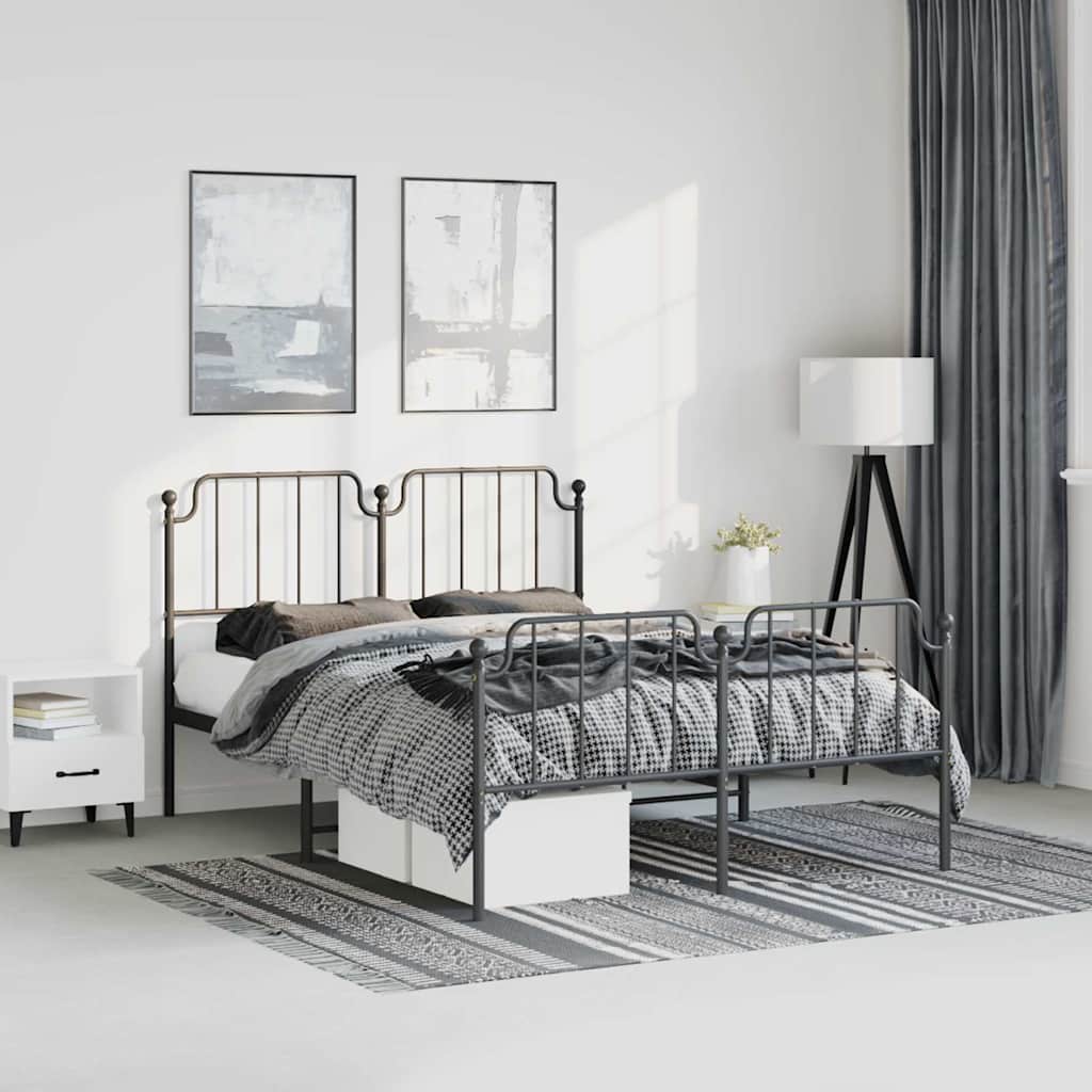 Metal Bed Frame Without Mattress With Footboard