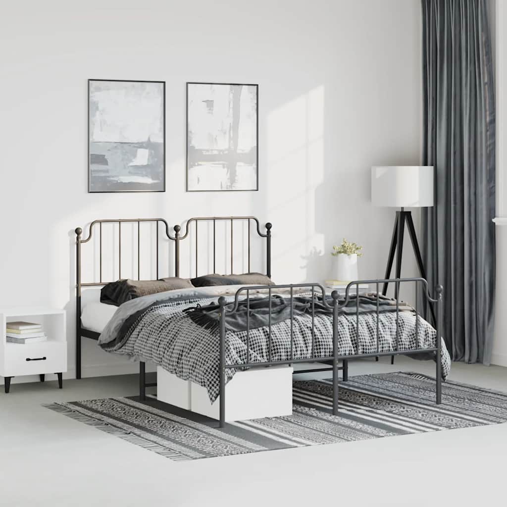 Metal Bed Frame Without Mattress With Footboard