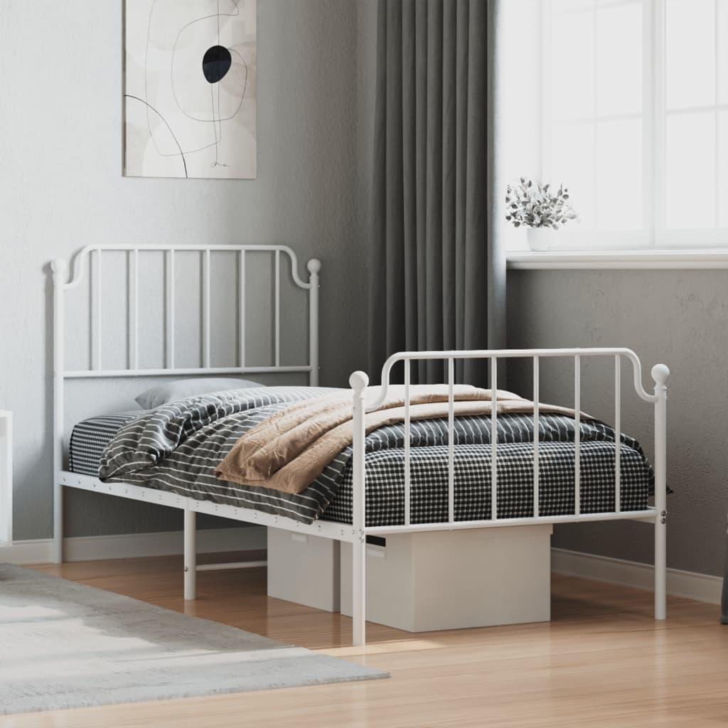 Metal Bed Frame Without Mattress With Footboard
