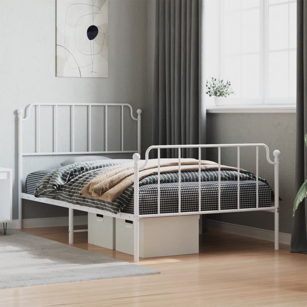 Metal Bed Frame Without Mattress With Footboard