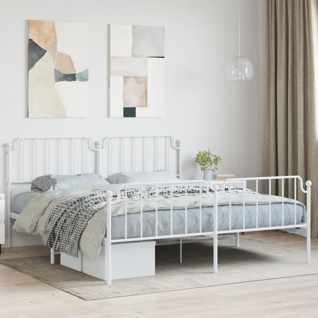 Metal Bed Frame Without Mattress With Footboard
