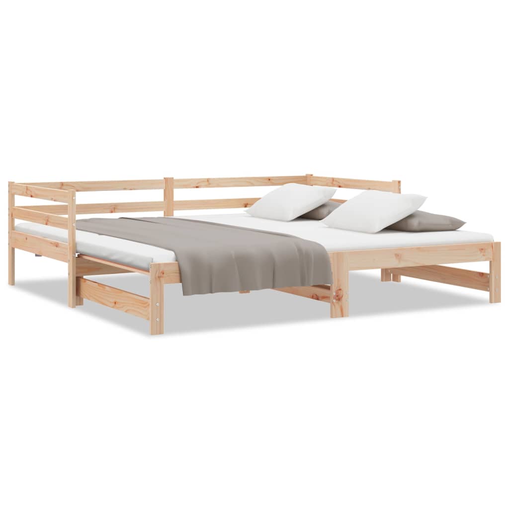 Day Bed With Trundle Without Mattress 90X190 Cm Solid Wood