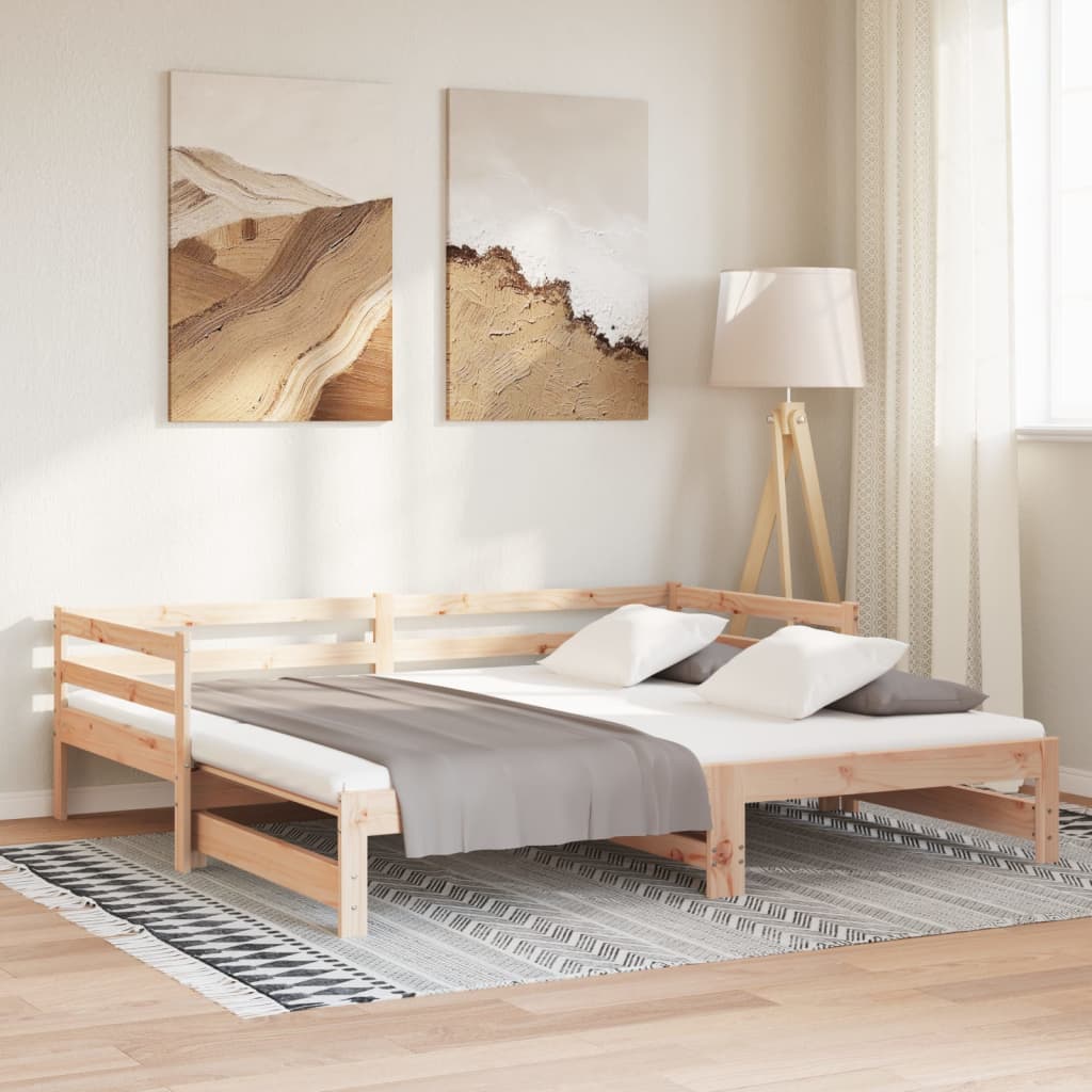 Day Bed With Trundle Without Mattress 90X190 Cm Solid Wood