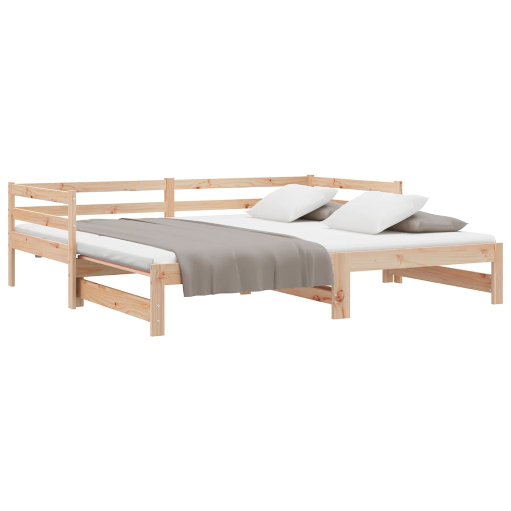 Day Bed With Trundle Without Mattress 90X190 Cm Solid Wood