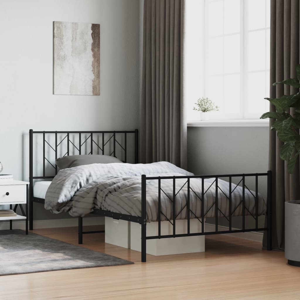 Metal Bed Frame Without Mattress With Footboard