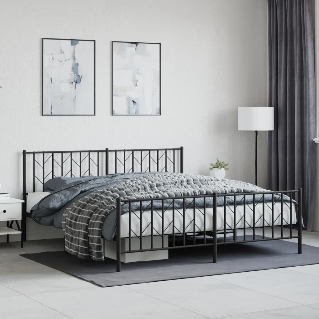 Metal Bed Frame Without Mattress With Footboard