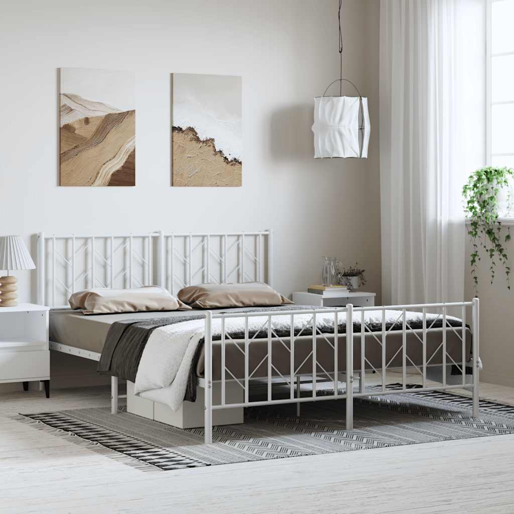 Metal Bed Frame Without Mattress With Footboard