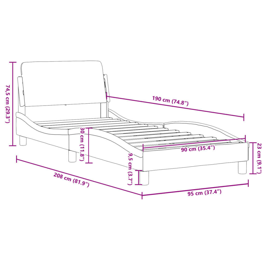 Bed Frame With Headboard "Dover" Fabric