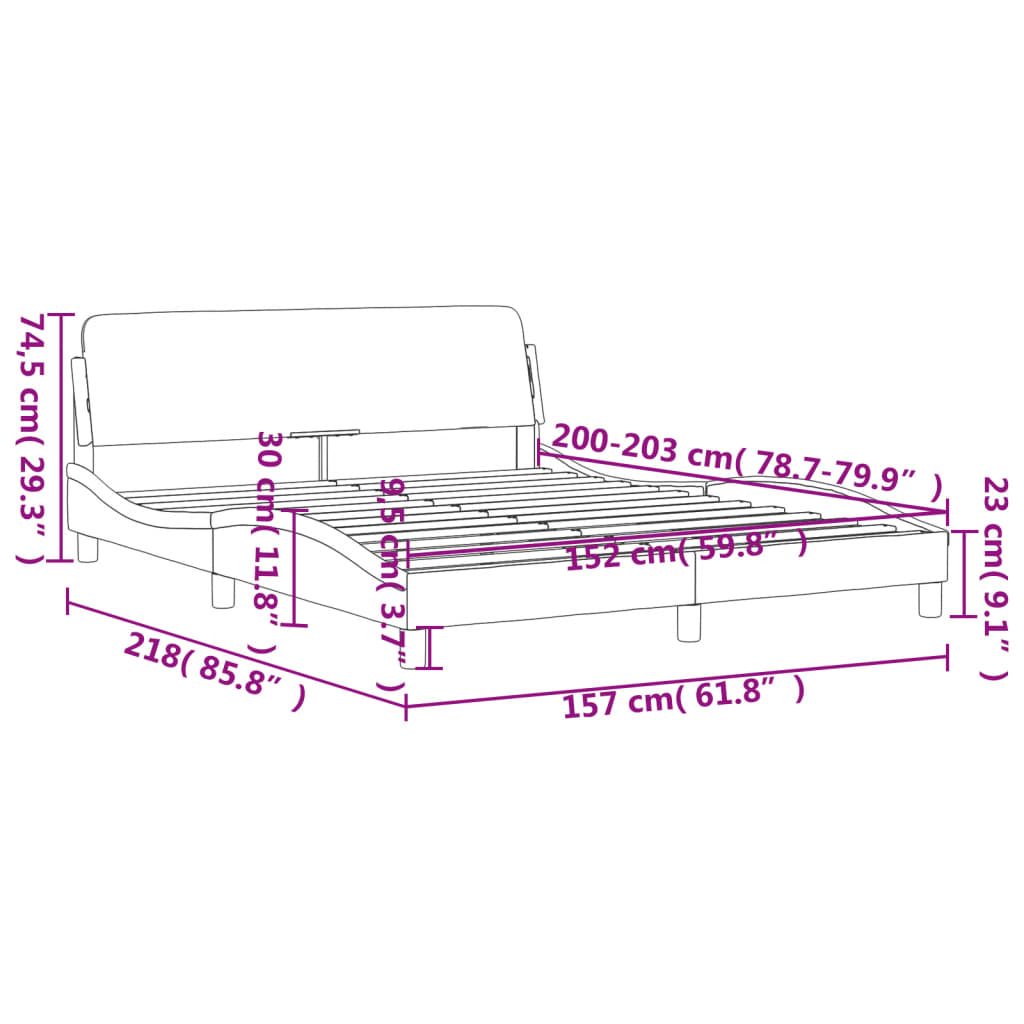 Bed Frame "Dover" Queen Velvet