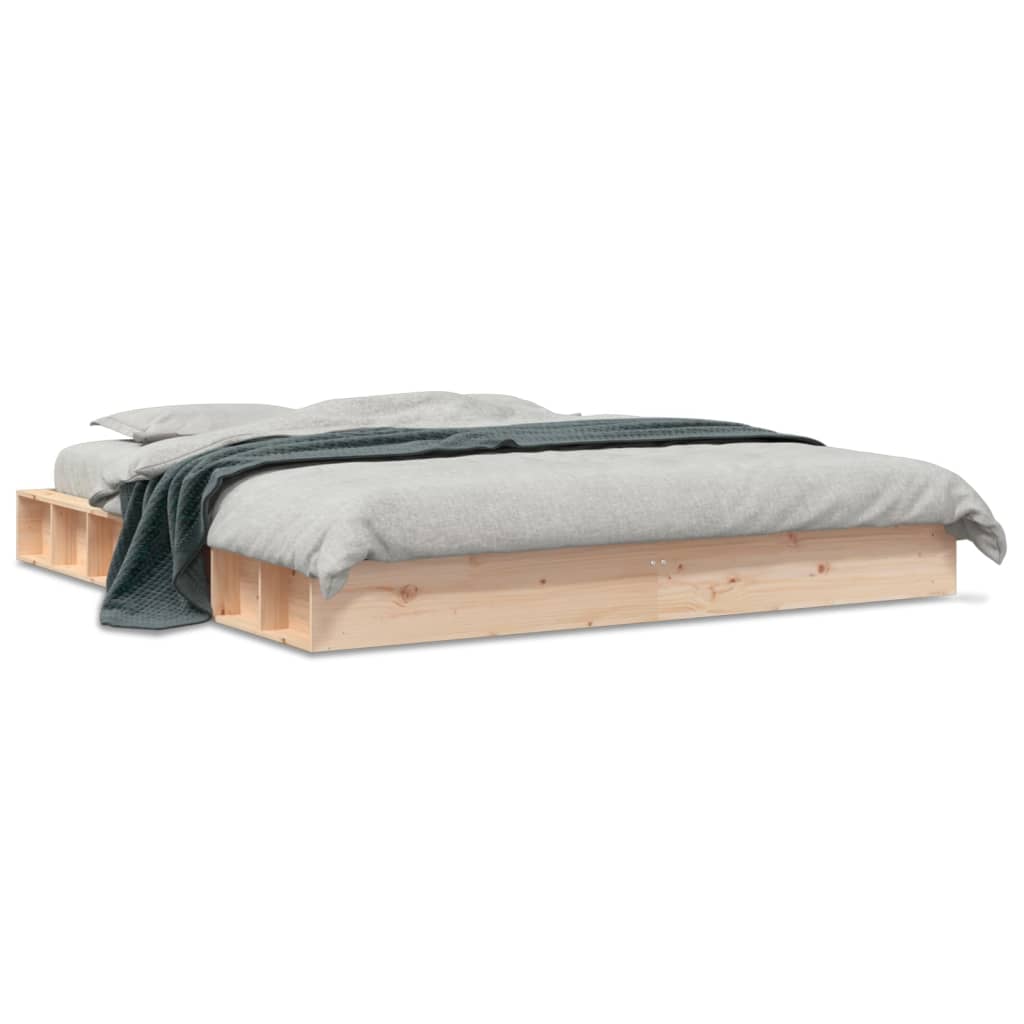 Bed Frame Without Mattress 183X203 Cm King Solid Wood Pine