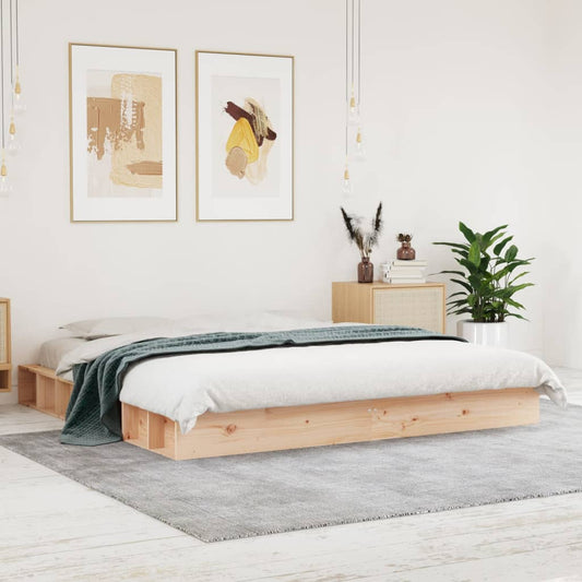 Bed Frame Without Mattress 183X203 Cm King Solid Wood Pine