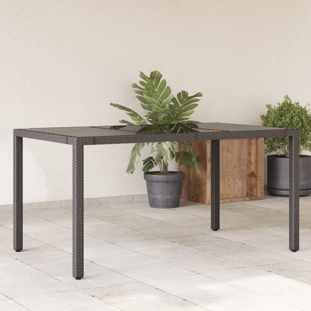 Garden Table With Wooden Top Poly Rattan&Solid Wood Acacia