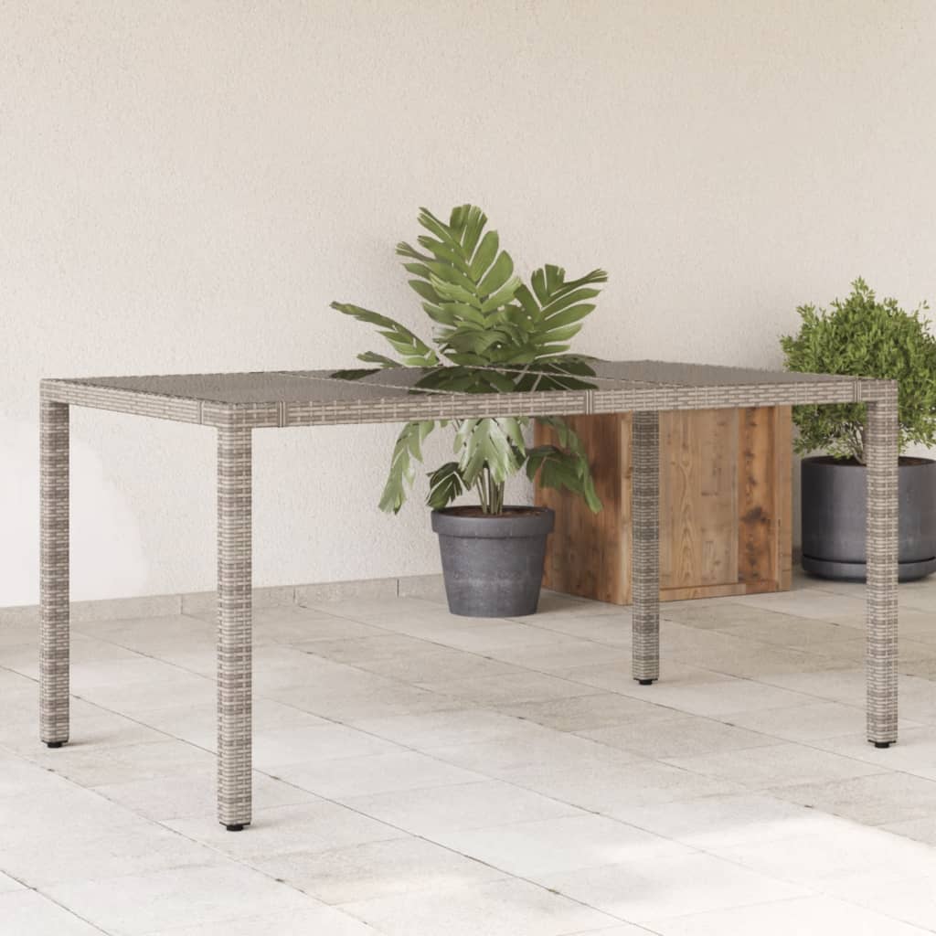 Garden Table With Wooden Top Poly Rattan&Solid Wood Acacia