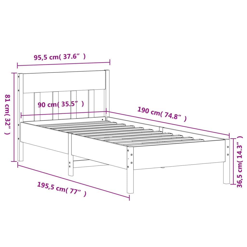 Bed Frame Without Mattress Solid Wood Pine