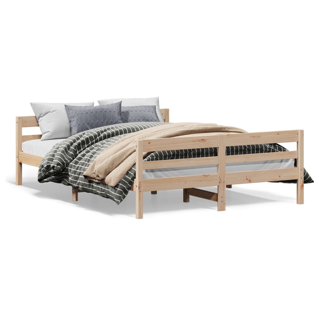 Bed Frame Without Mattress 137X187 Cm Double Solid Wood Pine