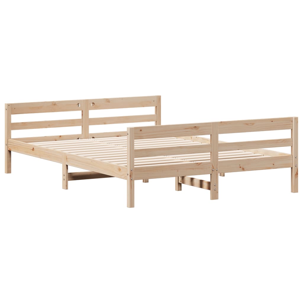 Bed Frame Without Mattress 137X187 Cm Double Solid Wood Pine