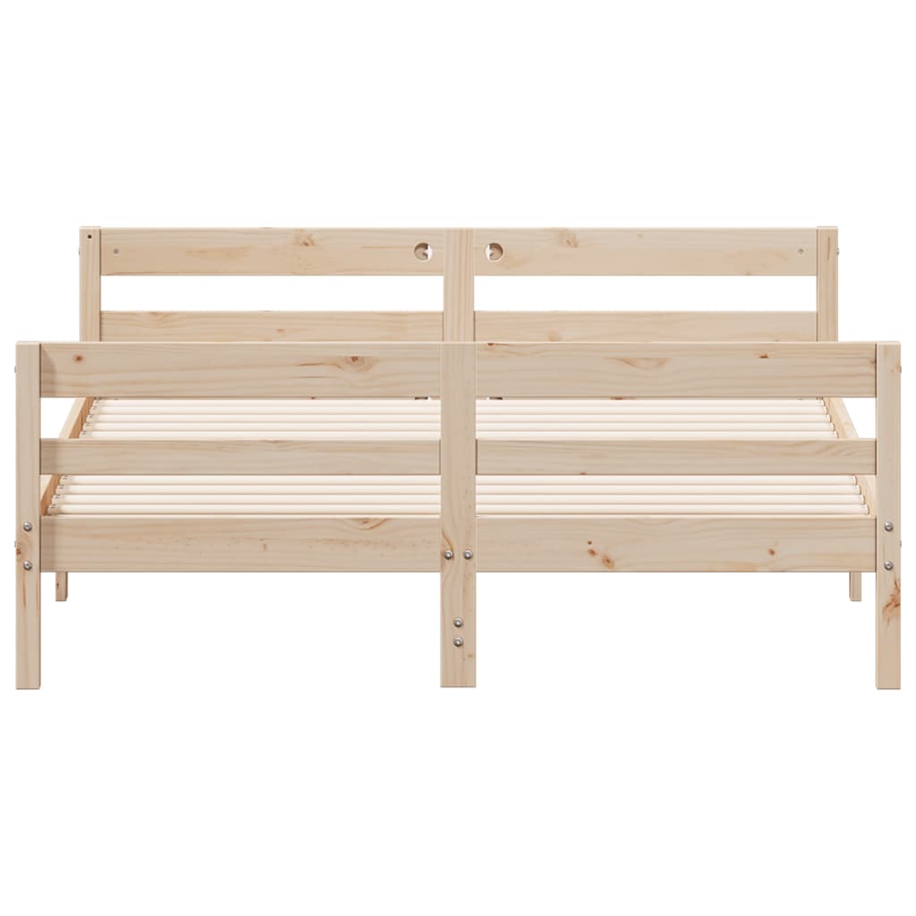 Bed Frame Without Mattress 137X187 Cm Double Solid Wood Pine