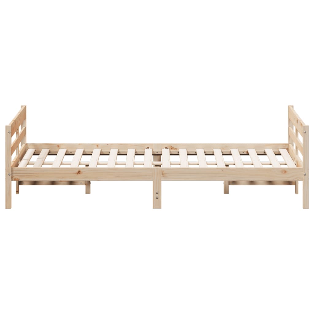 Bed Frame Without Mattress 137X187 Cm Double Solid Wood Pine