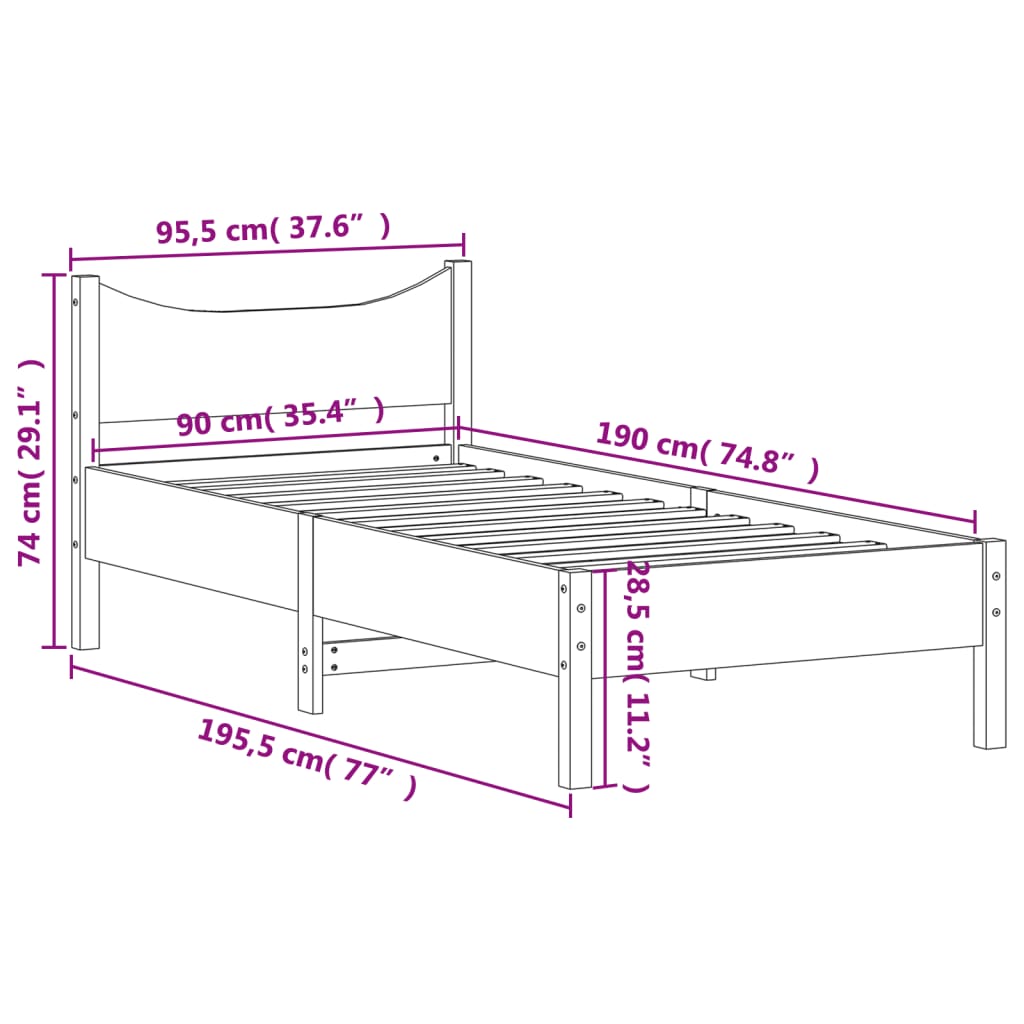 Bed Frame Without Mattress Solid Wood Pine