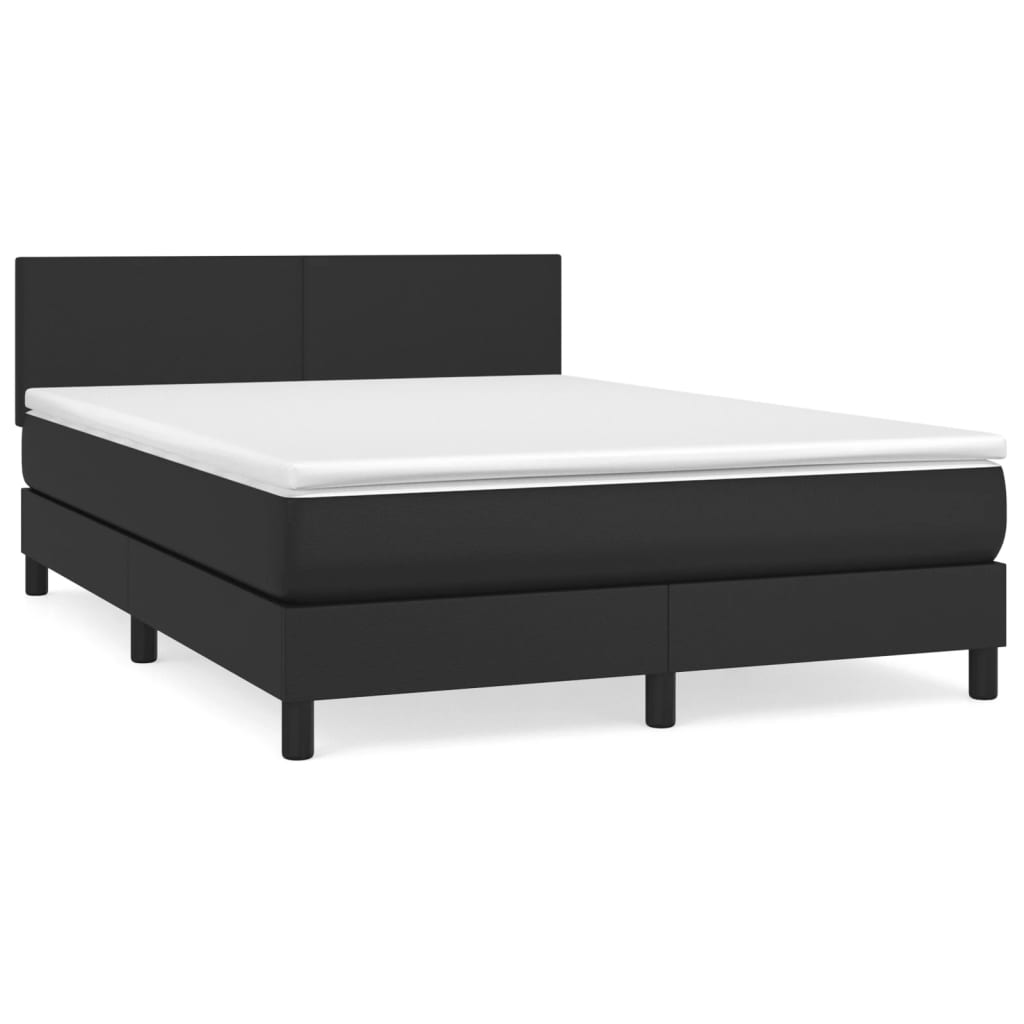 Box Spring Bed With Mattress Black 100X200 Cm Faux Leather