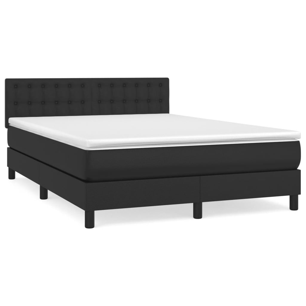 Box Spring Bed With Mattress Black 100X200 Cm Faux Leather