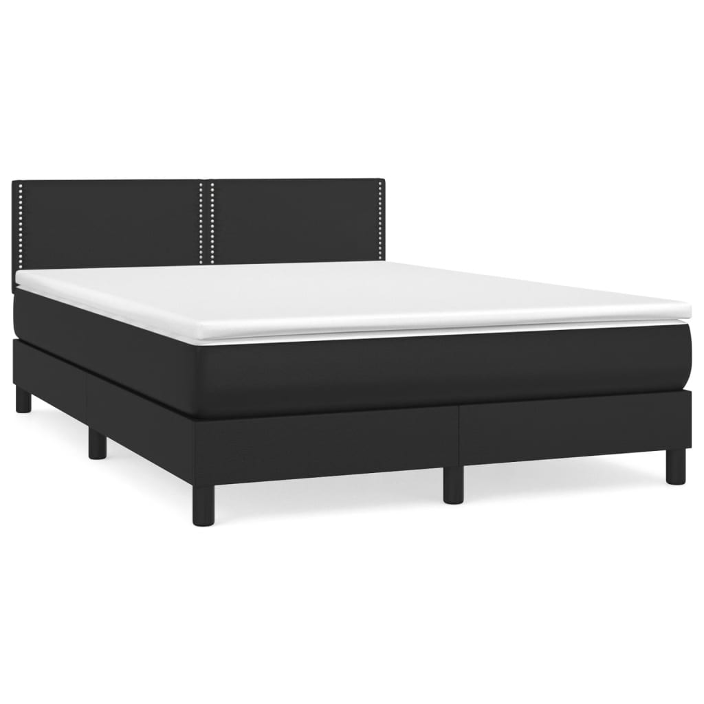 Box Spring Bed With Mattress Black 100X200 Cm Faux Leather