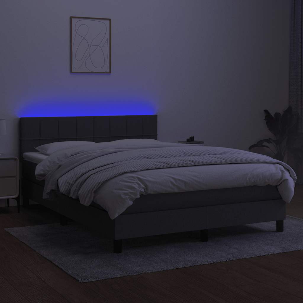 Box Spring Bed With Mattress&Led 100X200Cm Fabric