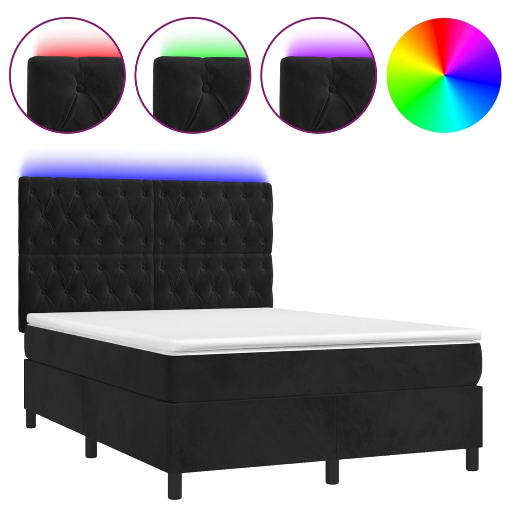 Box Spring Bed With Mattress&Led 106X203 Cm Velvet