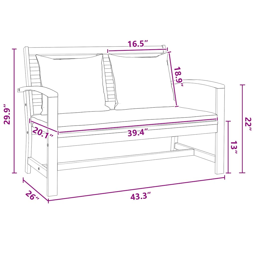 Garden Natural 110 X 64 X 76.5 Cm Solid Teak Wood