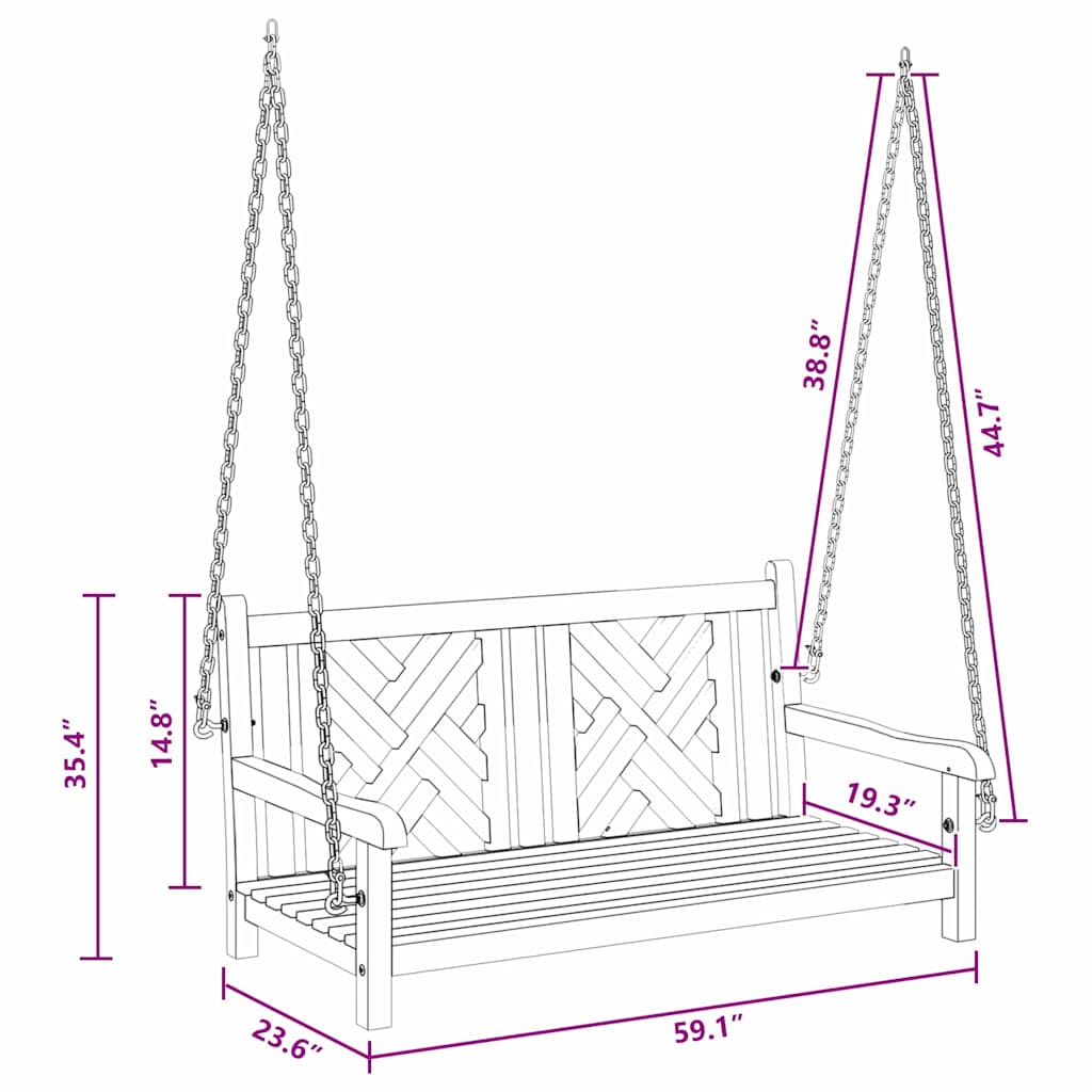 Swing Bench Other Brown 114 X 60 X 64 Cm Solid Teak Wood