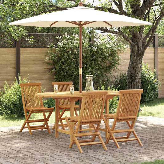 Garden Dining Set 5 Pcs Brown 160 X 80 X 75 Cm Solid Teak Wood