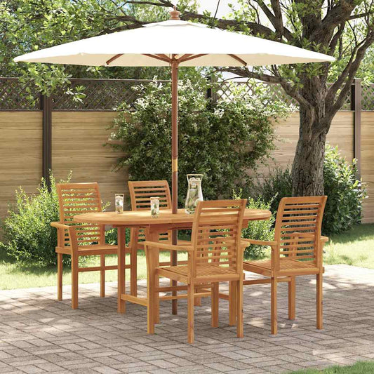 Garden Dining Set 5 Pcs Brown 160 X 80 X 75 Cm Solid Teak Wood