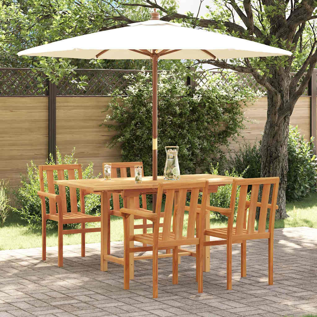 Garden Dining Set 5 Pcs Brown 160 X 80 X 75 Cm Solid Teak Wood