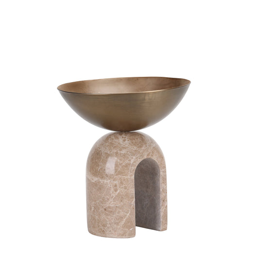 CAC10726-KM Arc Pedestal Metal Small Tray - Antique Brass