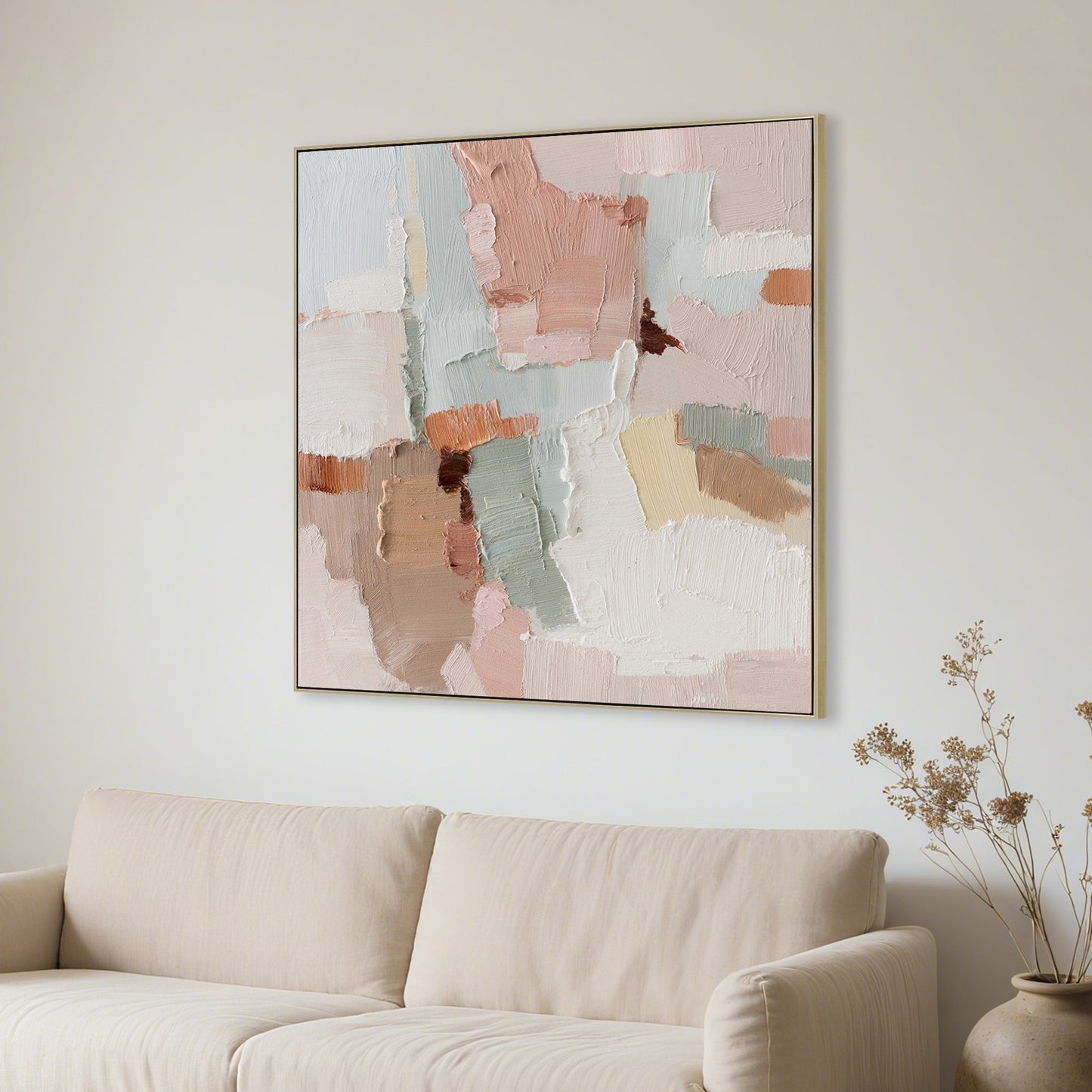 CAR12214-CLO 100 x 100cm Framed Canvas - Natural