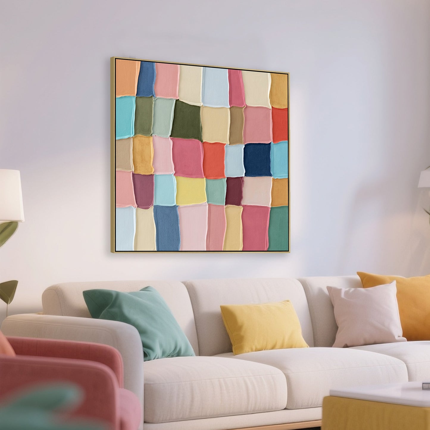 CAR12308-CLO 100 x 100cm Framed Canvas - Light Natural