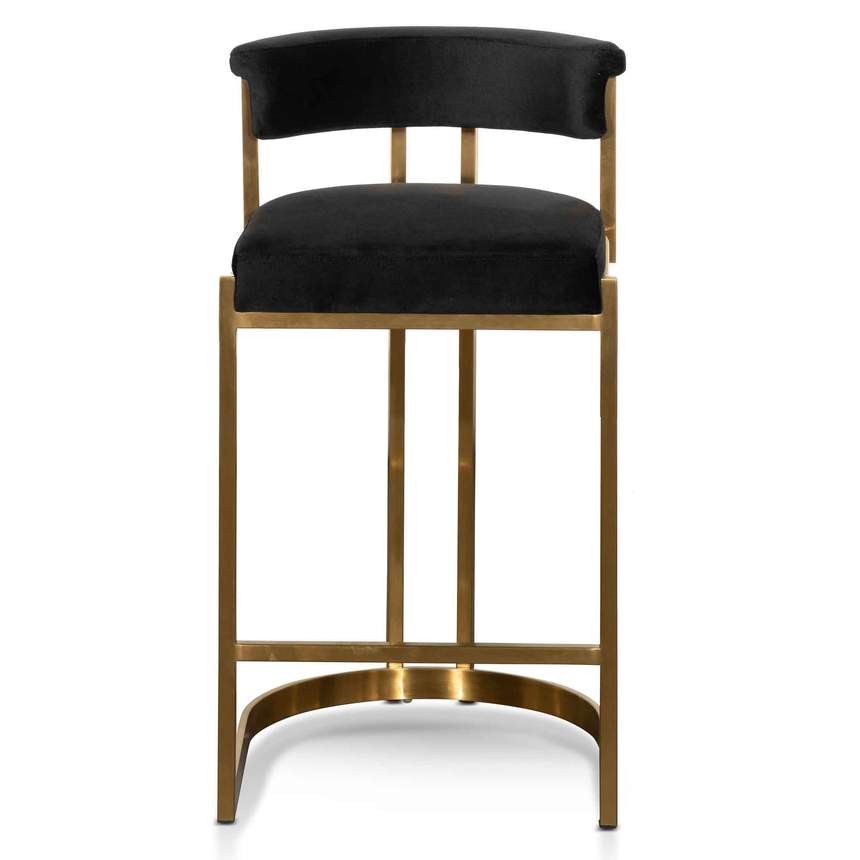 Black Velvet Bar Stool - Golden Base