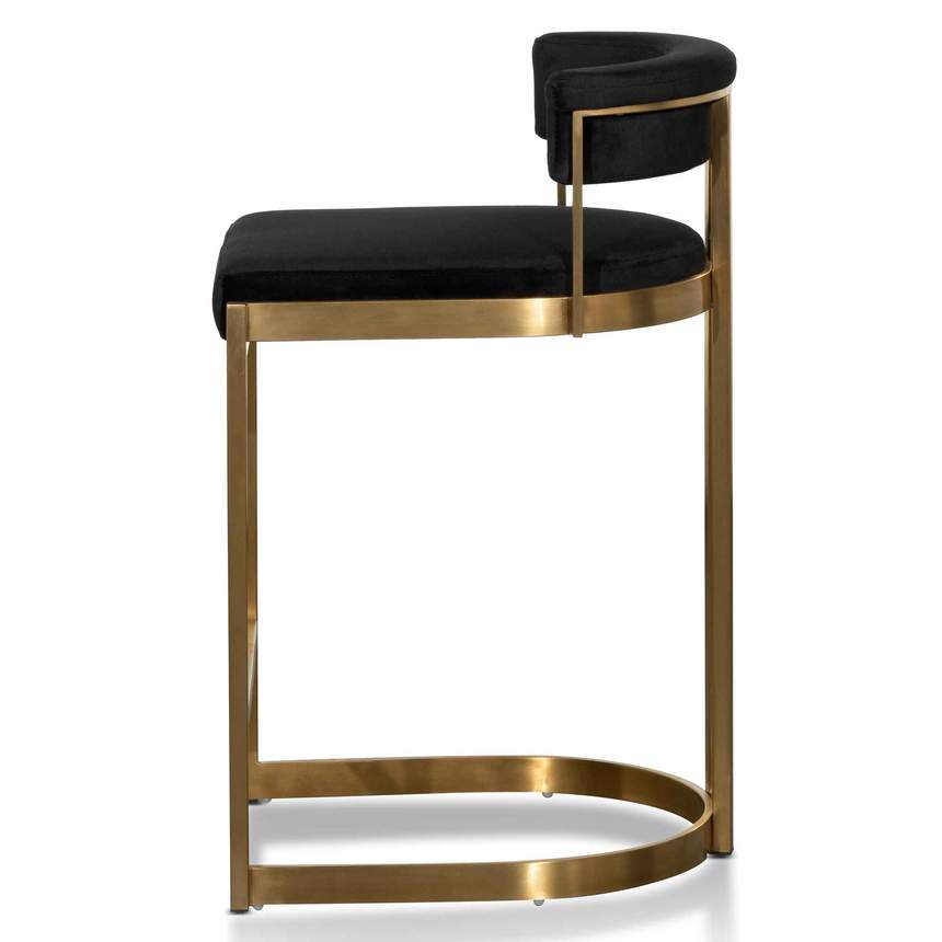Black Velvet Bar Stool - Golden Base