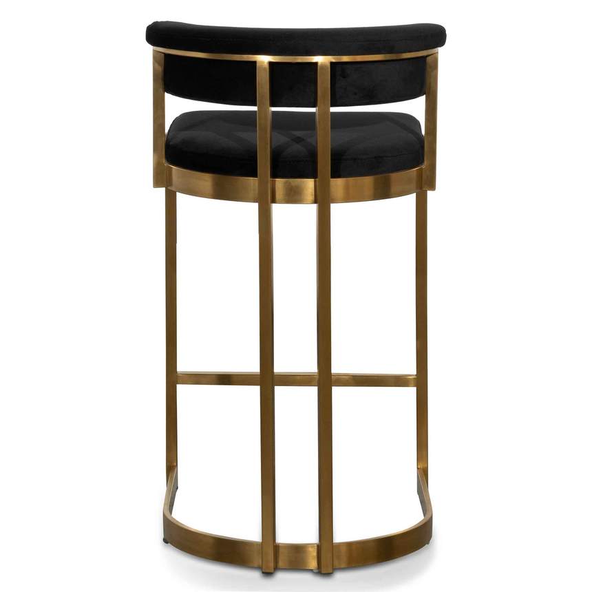 Black Velvet Bar Stool - Golden Base