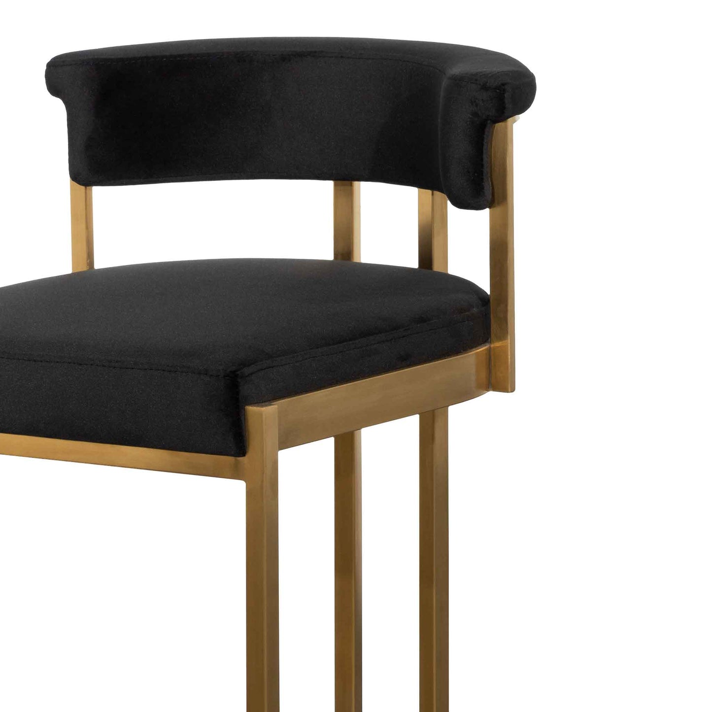 Adela Black Velvet Bar Stool - Golden Base