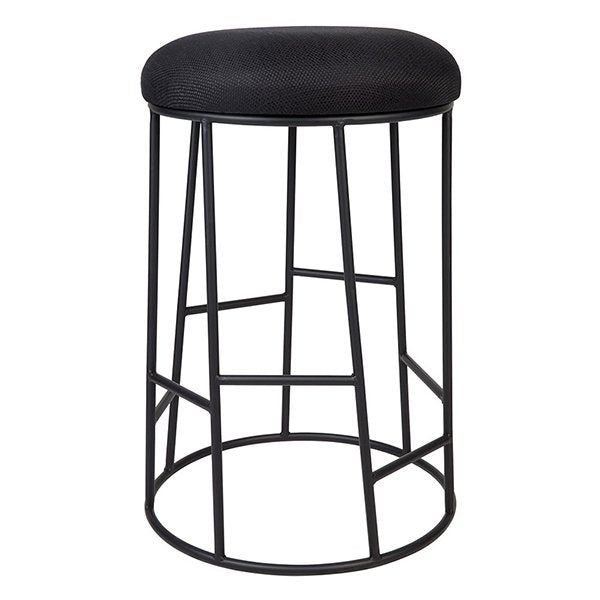 Aiden Black Steel Kitchen Stool - Black Linen