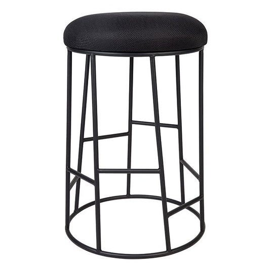 Aiden Black Steel Kitchen Stool - Black Linen