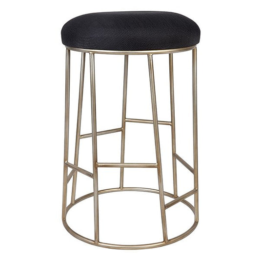 Aiden Gold Steel Kitchen Stool - Black Linen